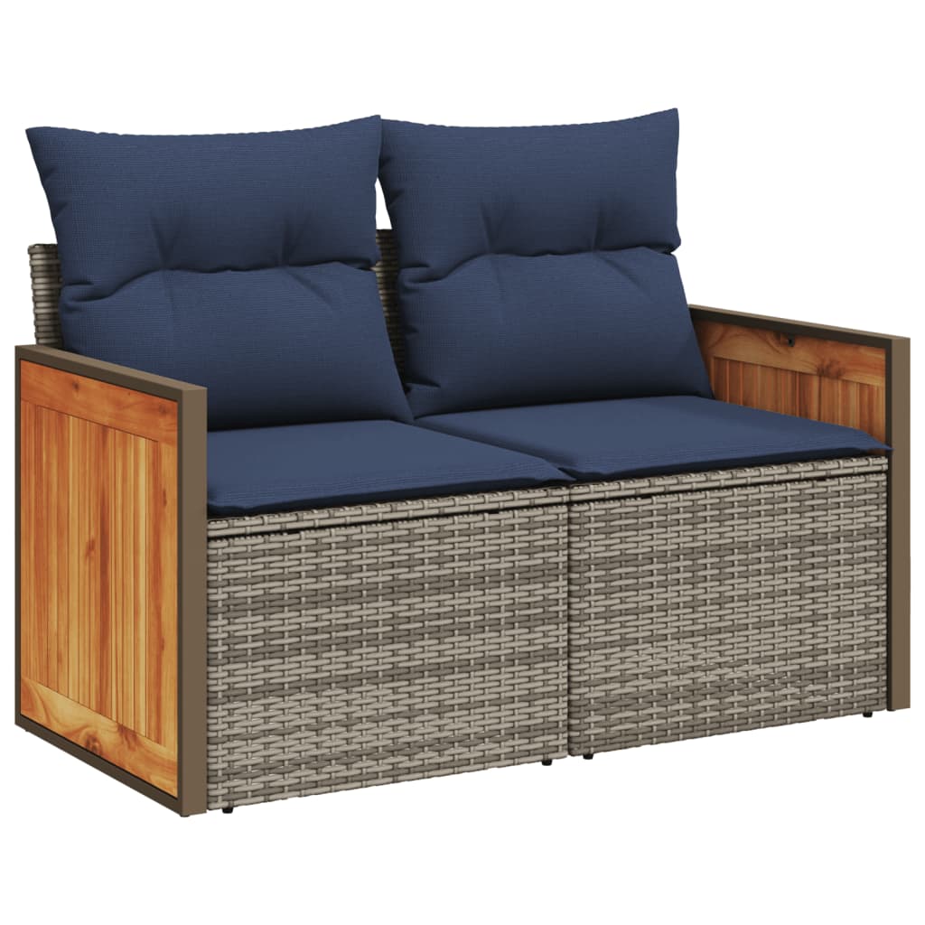 havesofasæt med 10 dele og hynder grå polyrattan