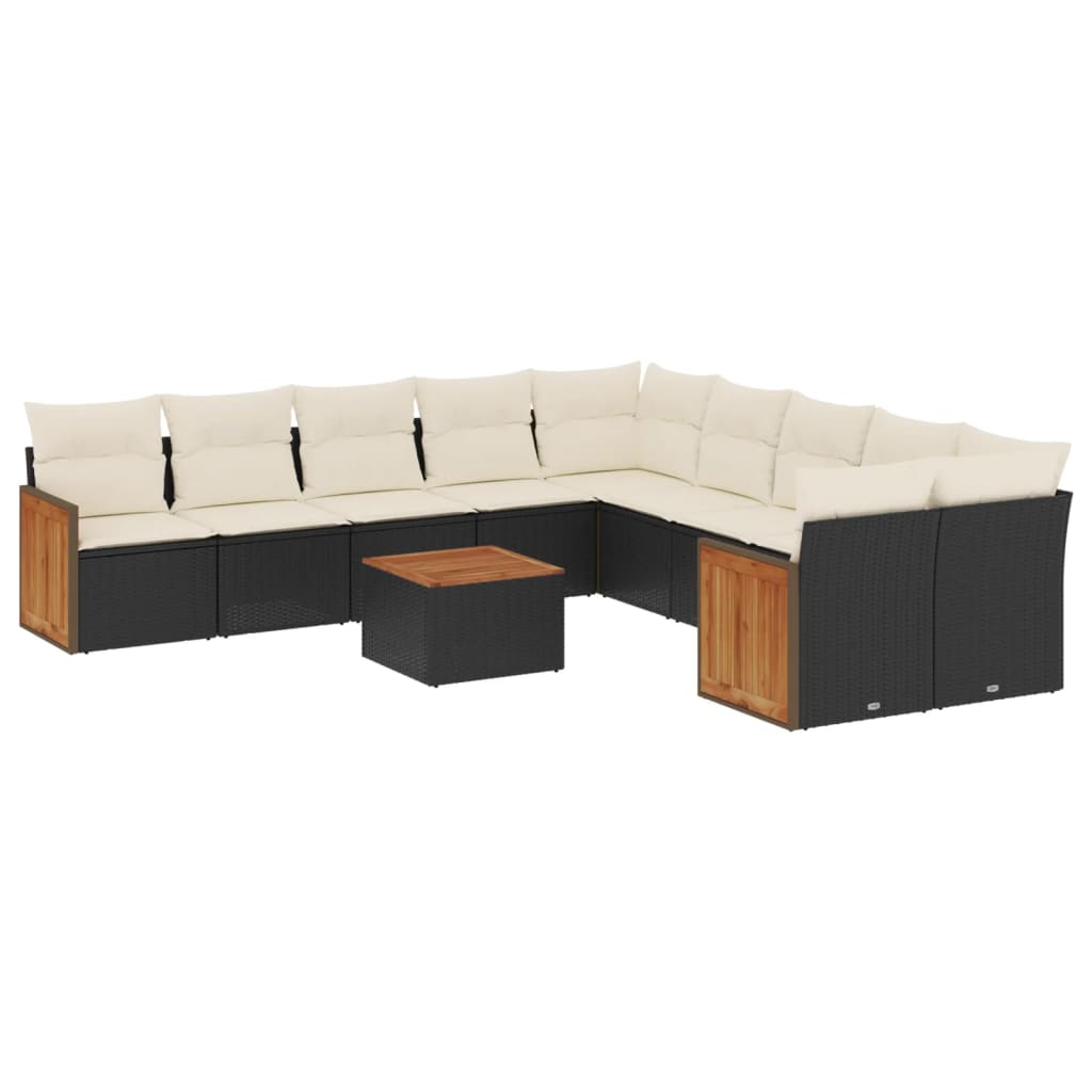 sofasæt til haven 11 dele med hynder polyrattan sort