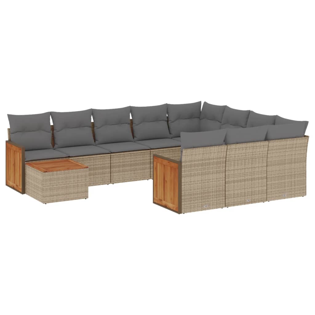 sofasæt til haven 11 dele med hynder polyrattan beige