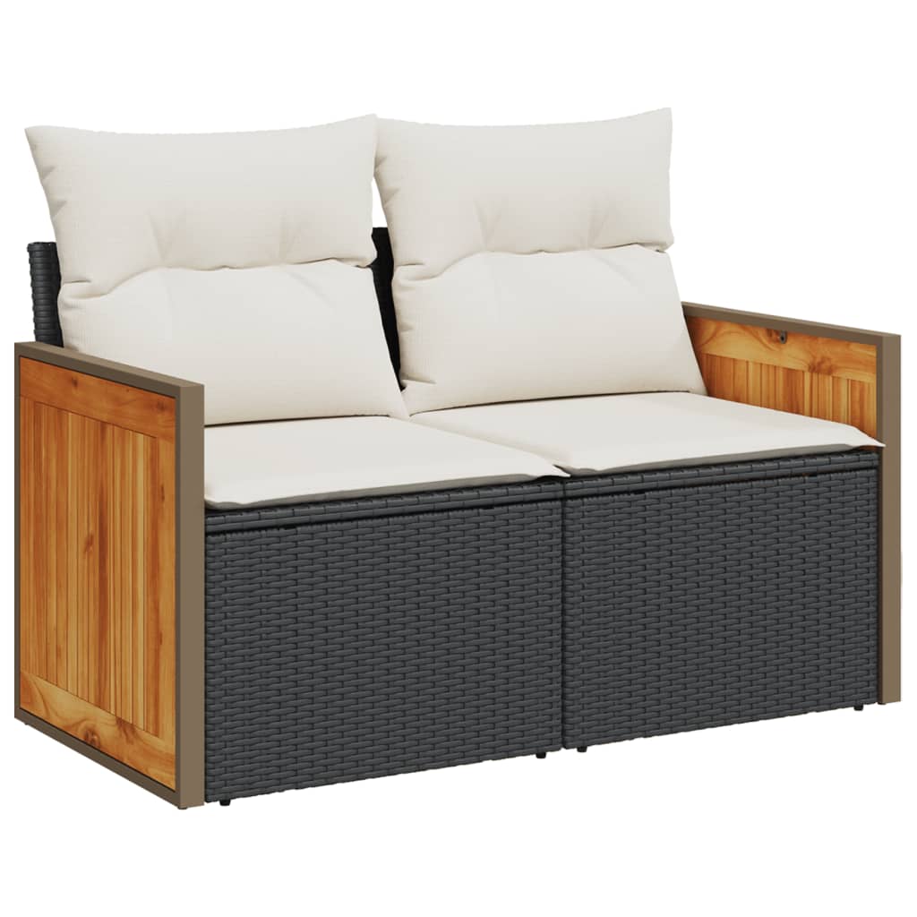 sofasæt til haven 9 dele med hynder polyrattan sort
