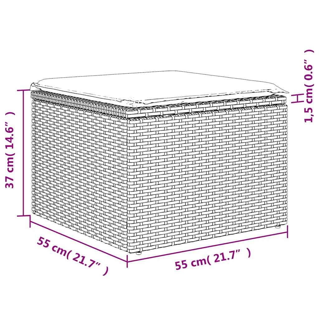 havesofasæt med 9 dele og hynder sort polyrattan