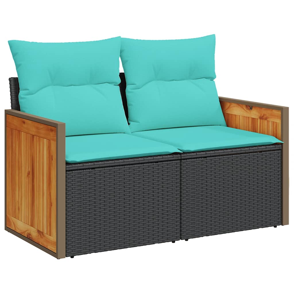 havesofasæt med 10 hynder sort polyrattan