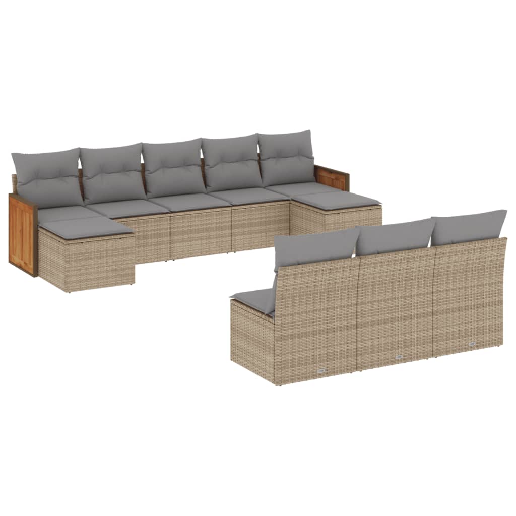 sofasæt til haven 10 dele med hynder polyrattan beige