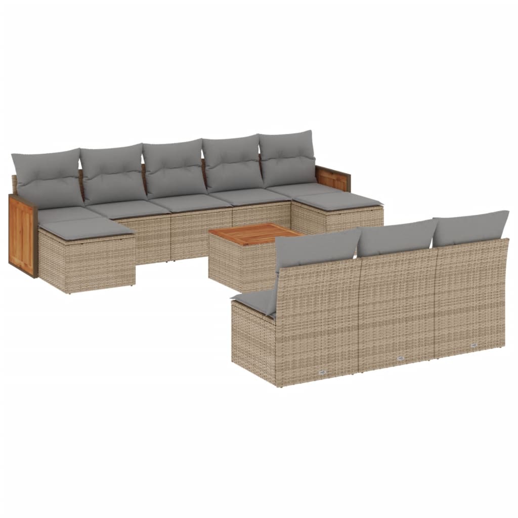 sofasæt til haven 11 dele med hynder polyrattan beige