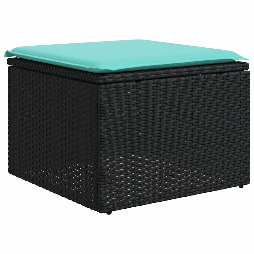 havesofasæt med 10 hynder sort polyrattan