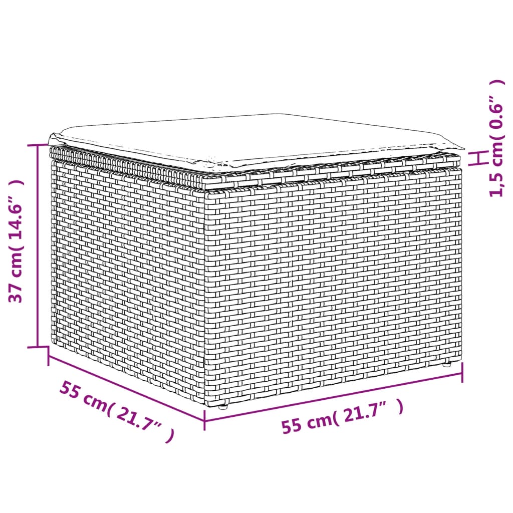 havesofasæt med 10 dele og hynder grå polyrattan