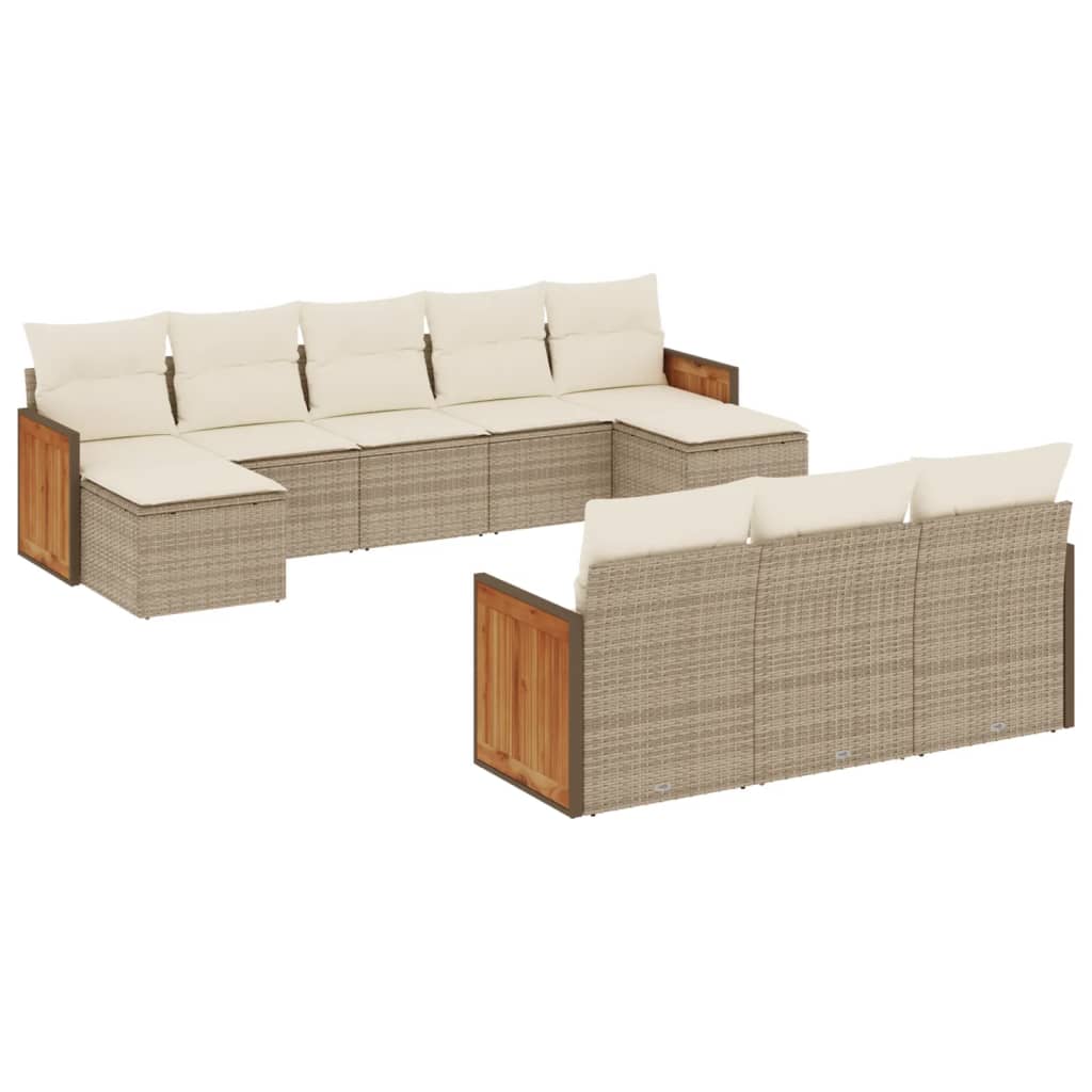 sofasæt til haven 10 dele med hynder polyrattan beige