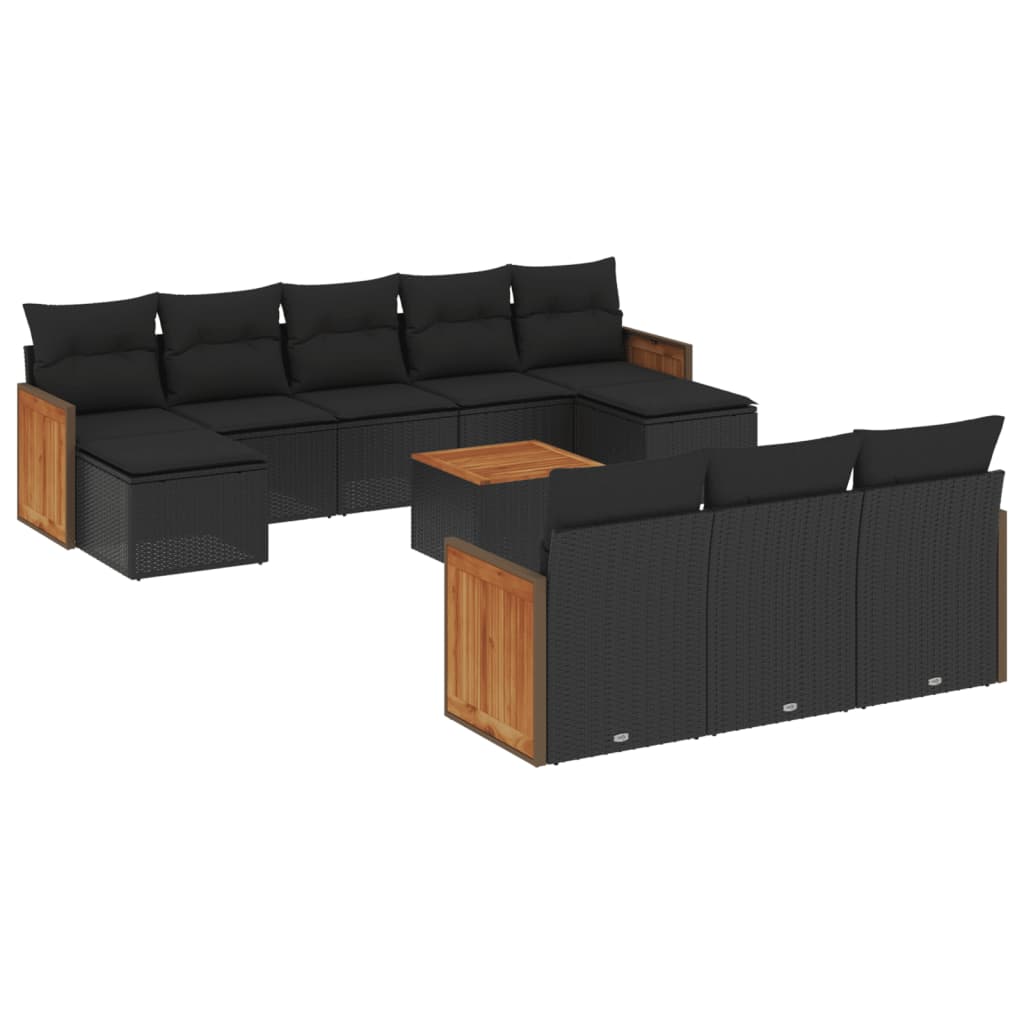sofasæt til haven 11 dele med hynder polyrattan sort