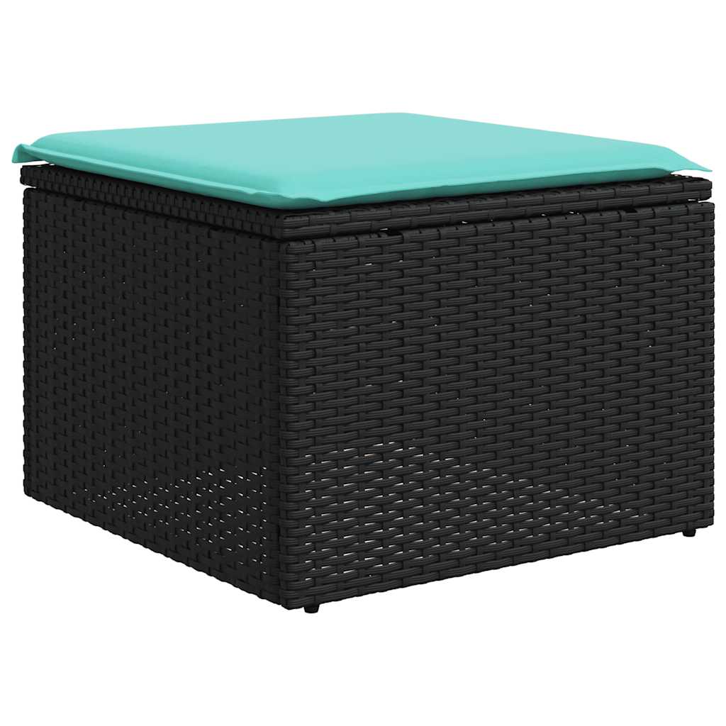 11-delt havesofasæt med hynder sort polyrattan