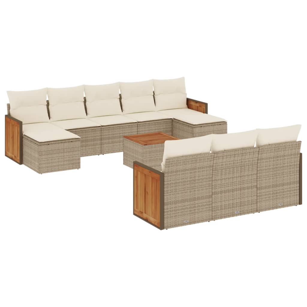 sofasæt til haven 11 dele med hynder polyrattan beige