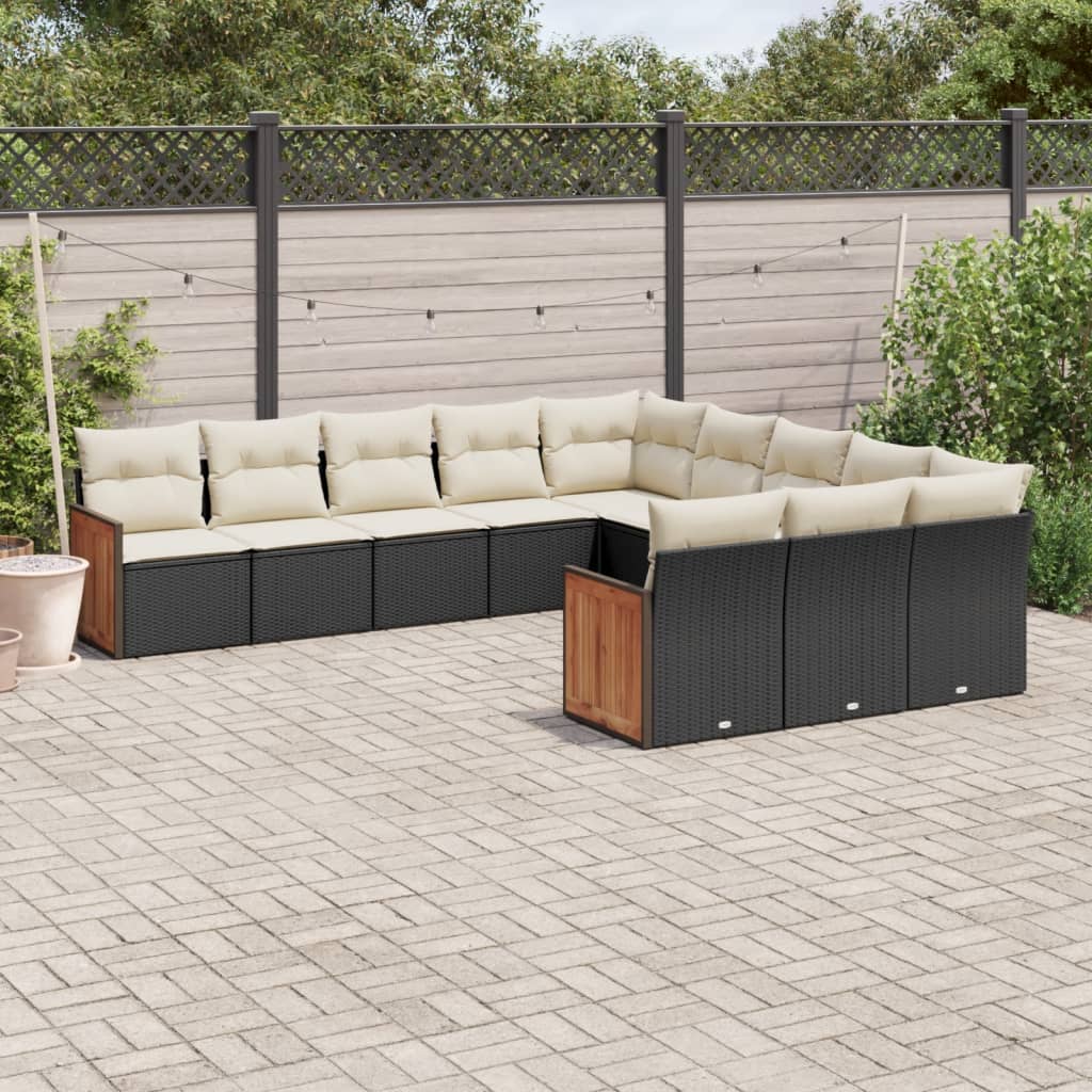 sofasæt til haven 11 dele med hynder polyrattan sort