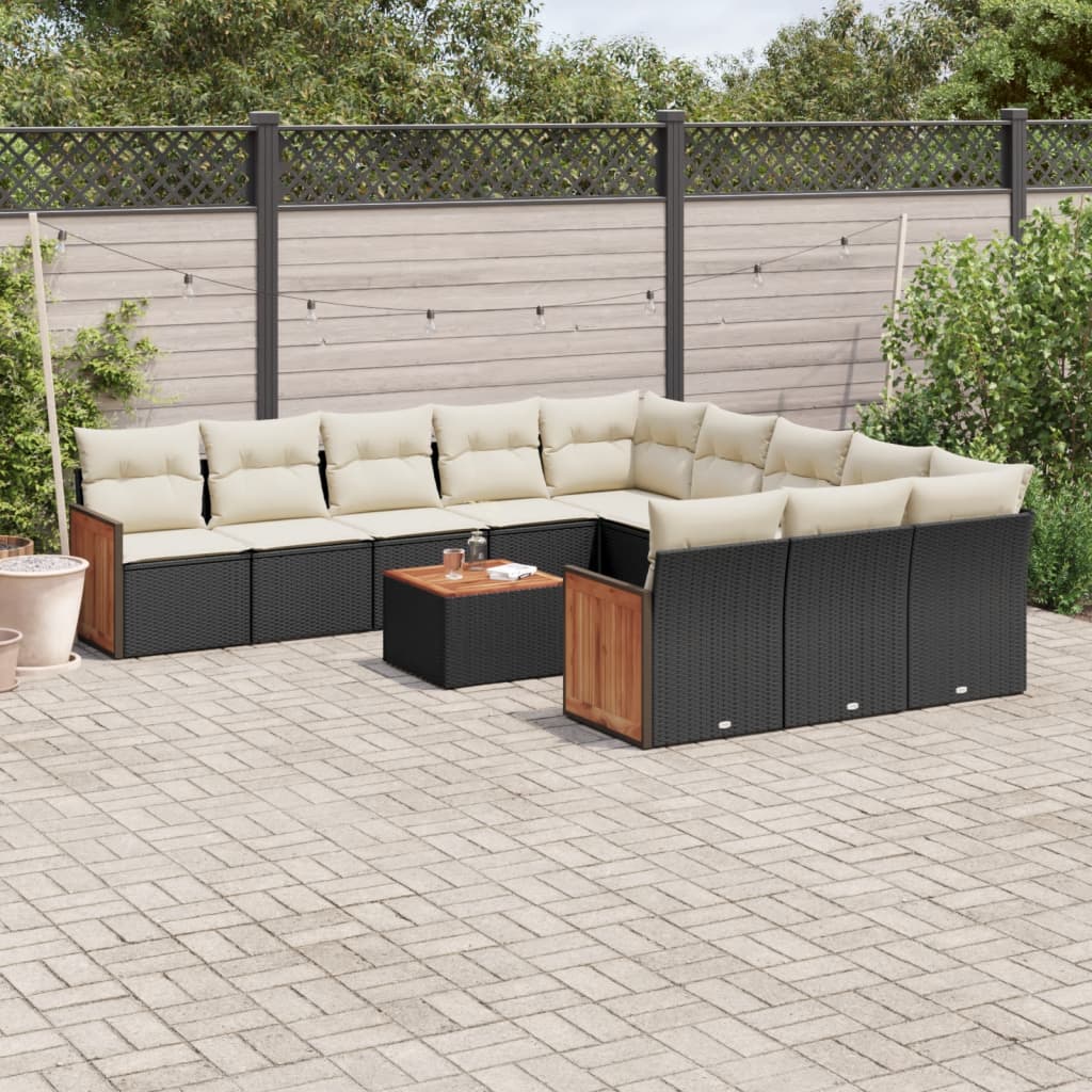 sofasæt til haven 12 dele med hynder polyrattan sort