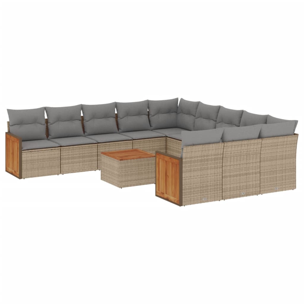 sofasæt til haven 12 dele med hynder polyrattan beige