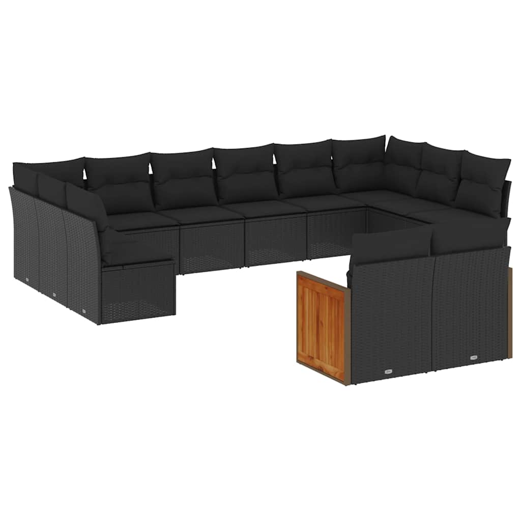 sofasæt til haven 12 dele med hynder polyrattan sort
