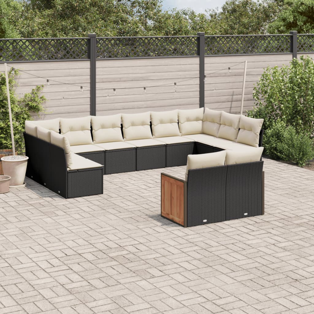 sofasæt til haven 12 dele med hynder polyrattan sort