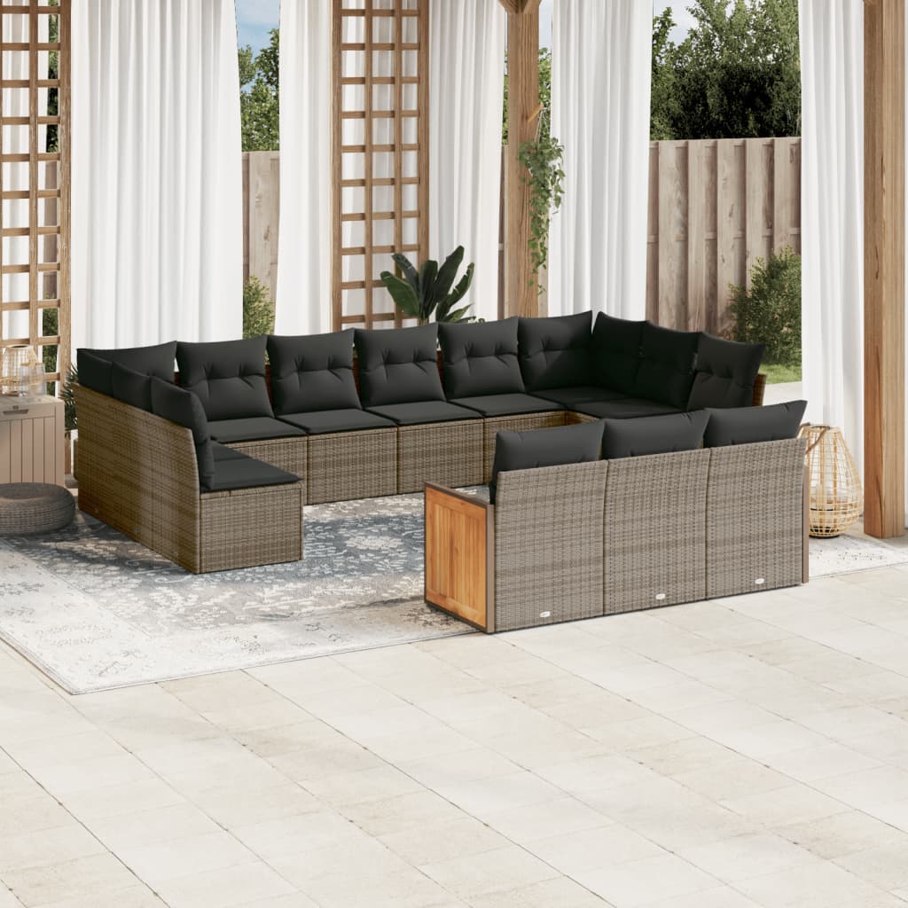 sofasæt til haven 13 dele med hynder polyrattan grå