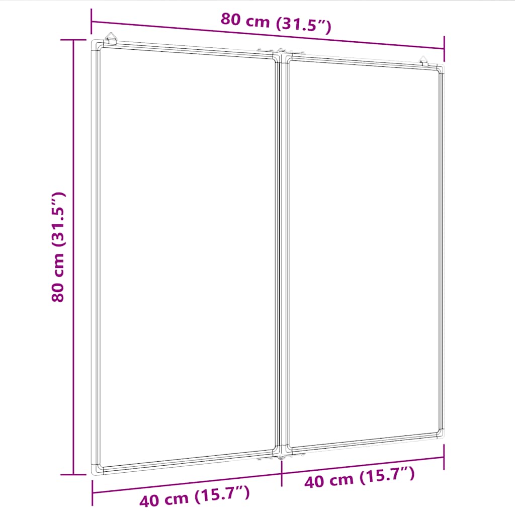 magnetisk whiteboard 80x80x1,7 cm foldbart aluminium