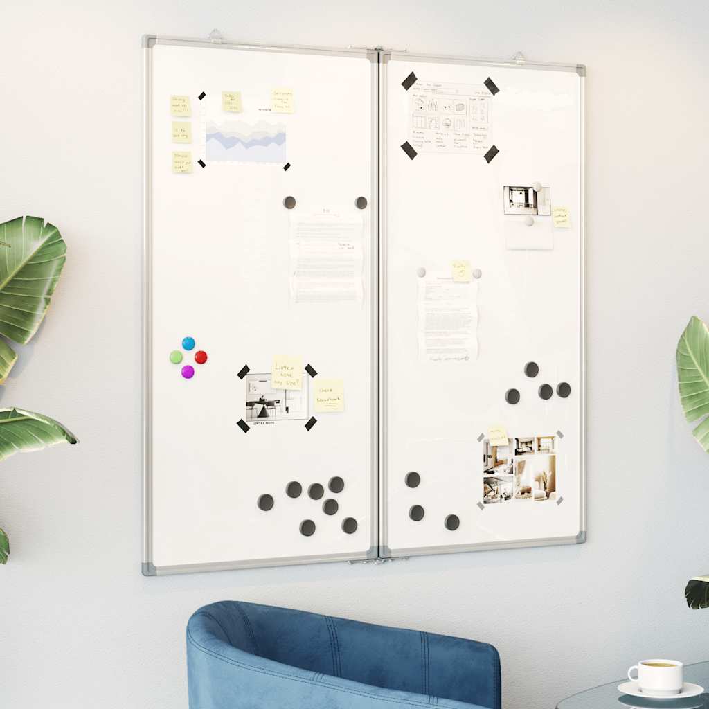 magnetisk whiteboard 80x80x1,7 cm foldbart aluminium