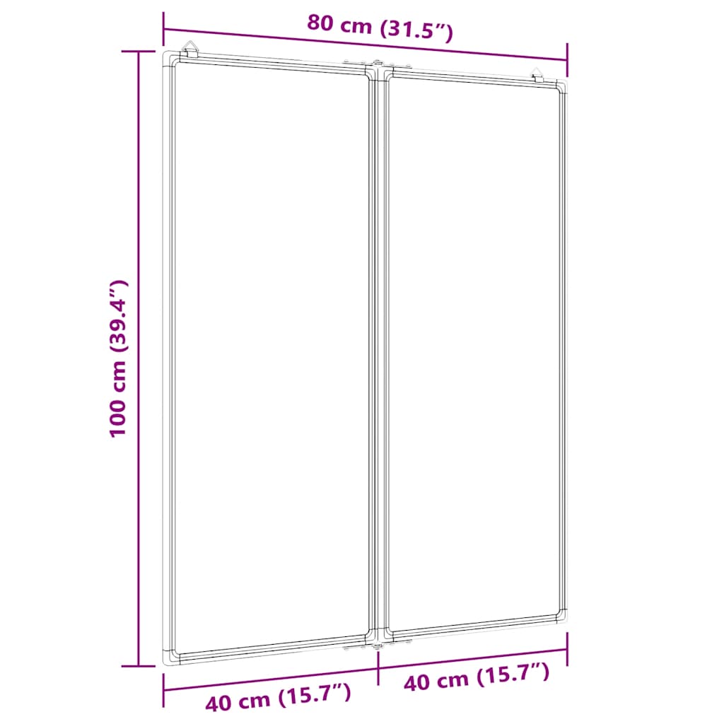 magnetisk whiteboard 80x100x1,7 cm foldbart aluminium
