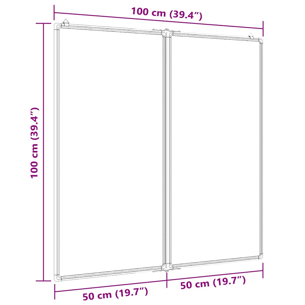 magnetisk whiteboard 100x100x1,7 cm foldbart aluminium