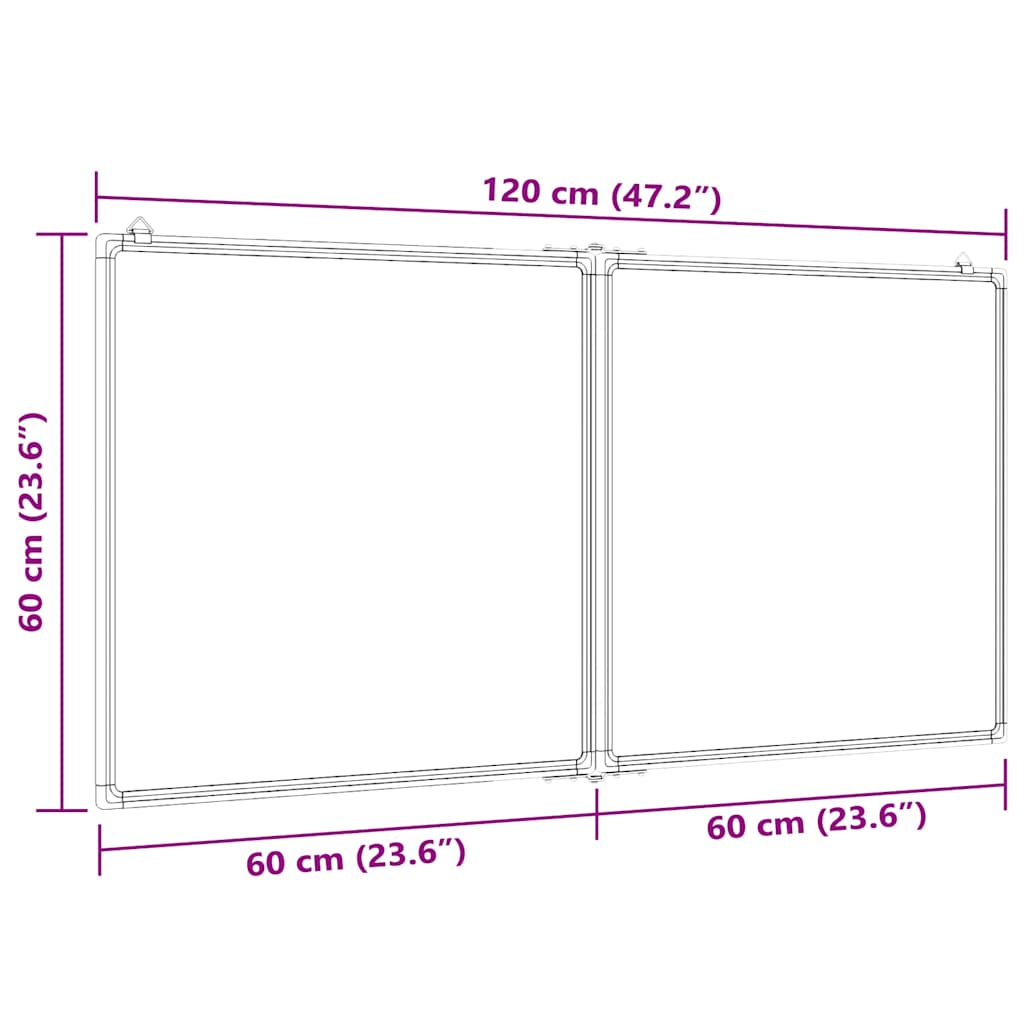 magnetisk whiteboard 120x60x1,7 cm foldbart aluminium