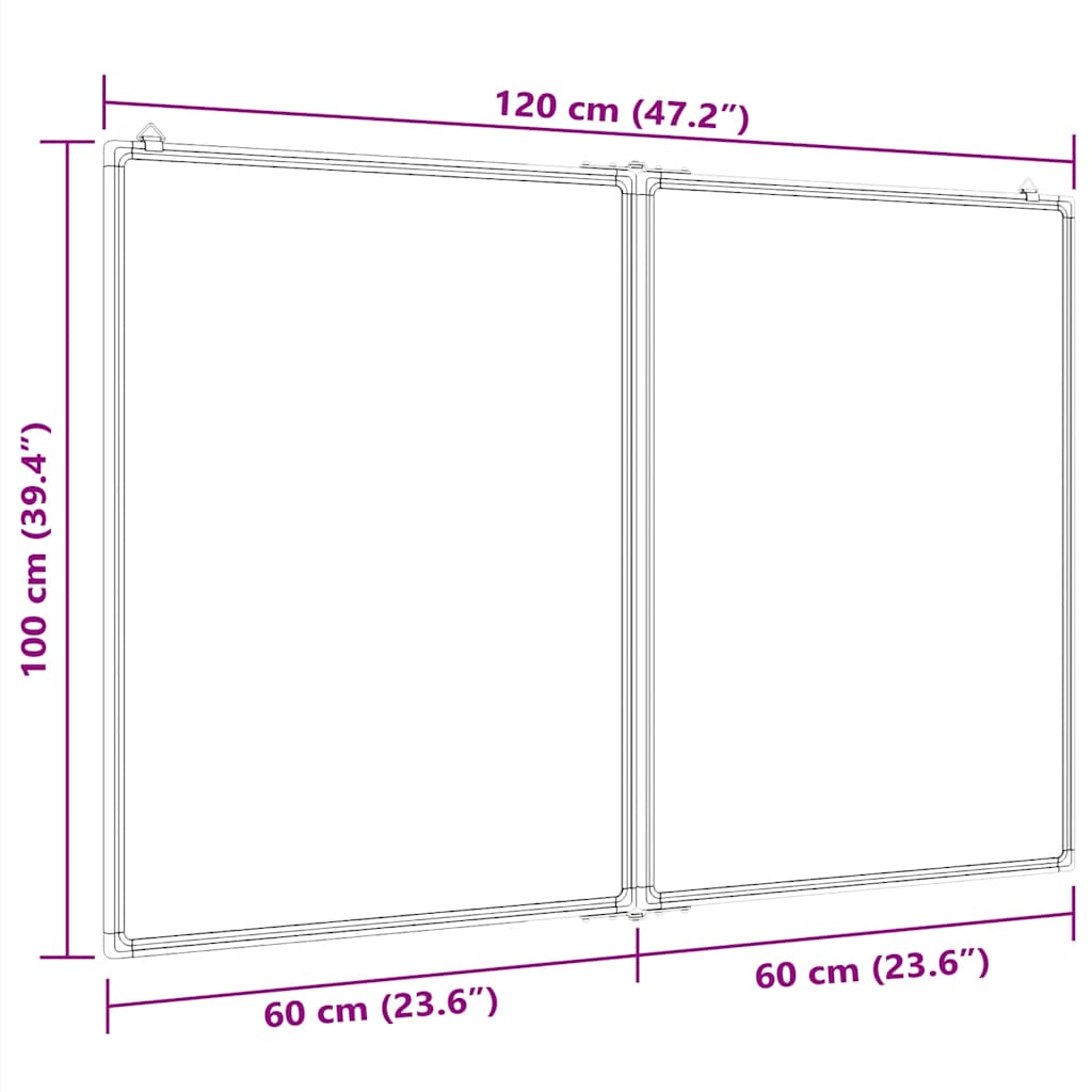 magnetisk whiteboard 120x100x1,7 cm foldbart aluminium
