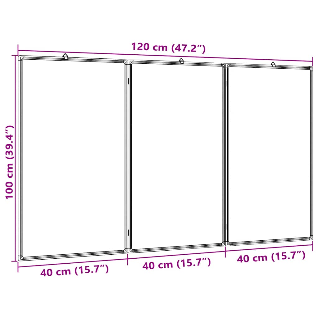 magnetisk whiteboard 120x100x1,7 cm foldbart aluminium