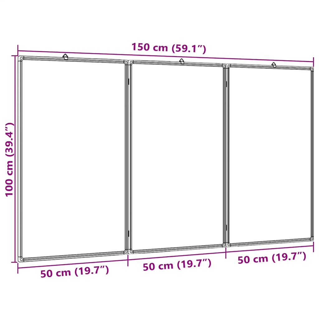 magnetisk whiteboard 150x100x1,7 cm foldbart aluminium