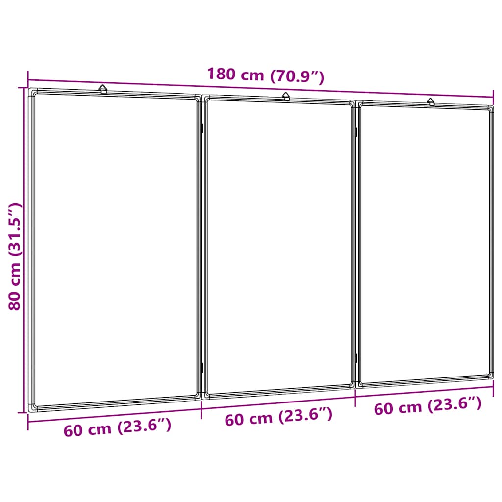magnetisk whiteboard 180x80x1,7 cm foldbart aluminium