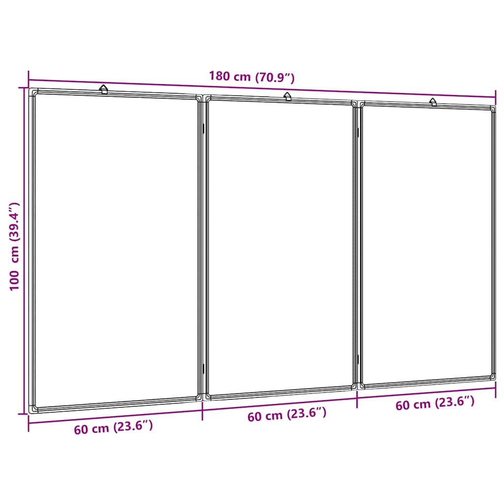 magnetisk whiteboard 180x100x1,7 cm foldbart aluminium