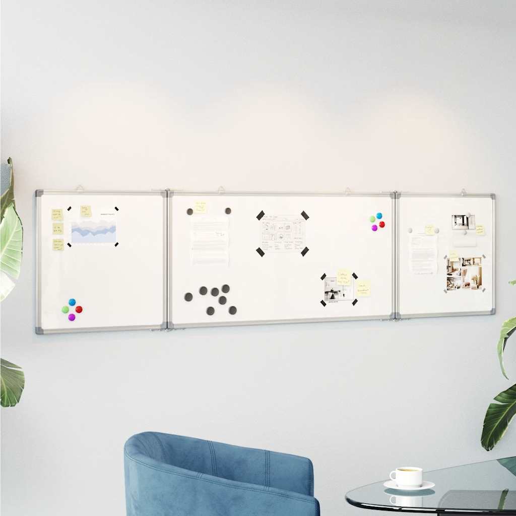 magnetisk whiteboard 160x40x1,7 cm foldbart aluminium
