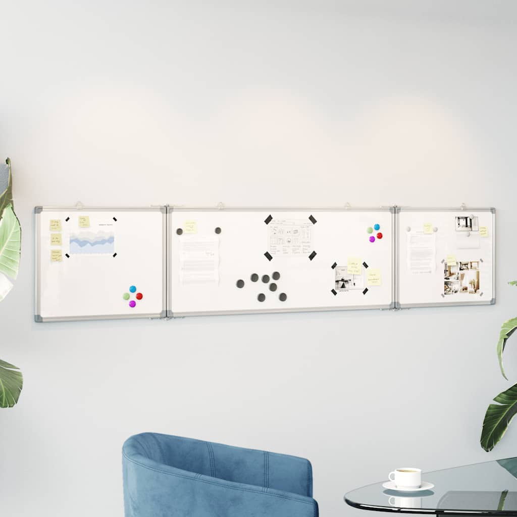 magnetisk whiteboard 200x40x1,7 cm foldbart aluminium