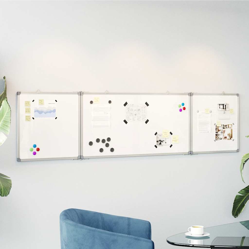 magnetisk whiteboard 200x50x1,7 cm foldbart aluminium