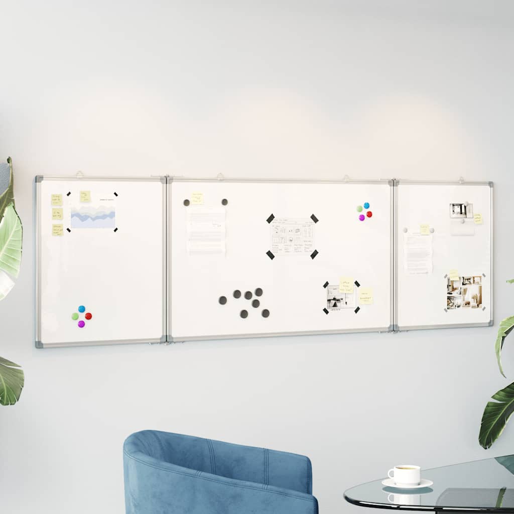 magnetisk whiteboard 200x60x1,7 cm foldbart aluminium