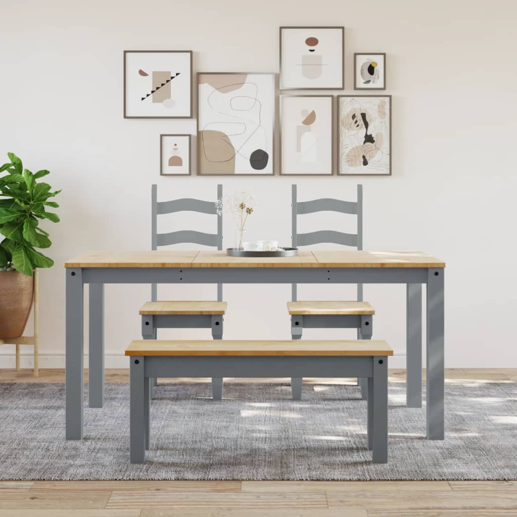 spisebordsbænk PANAMA 105x30x45 cm massivt fyrretræ grå