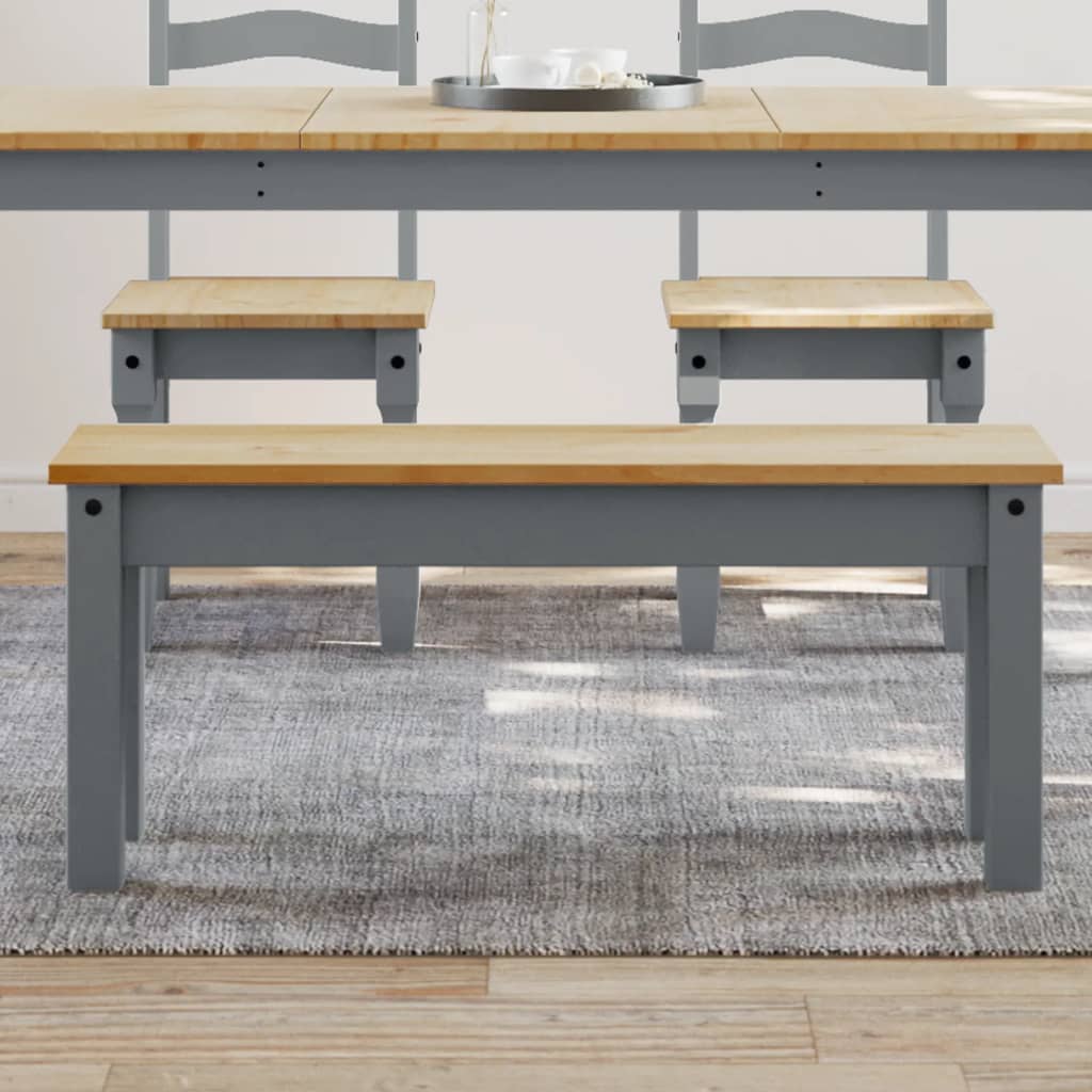 spisebordsbænk PANAMA 105x30x45 cm massivt fyrretræ grå