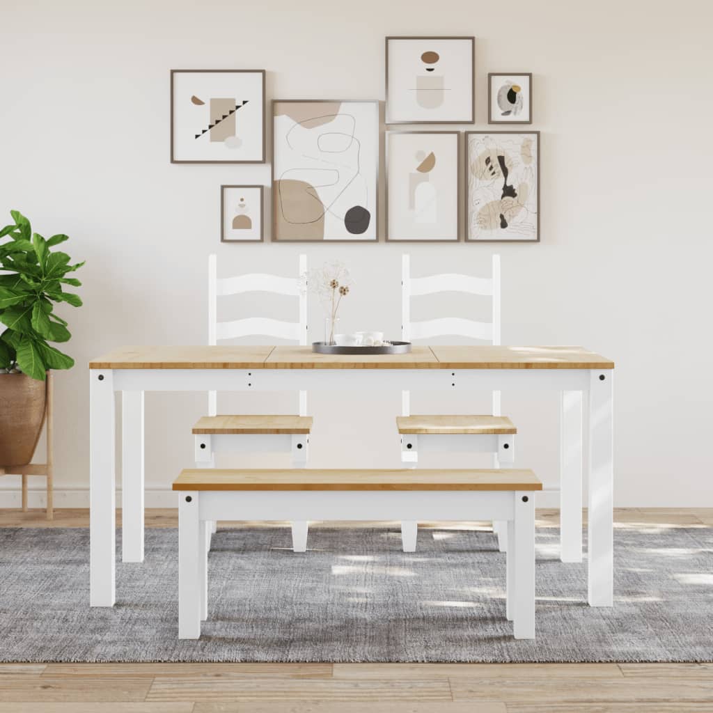 spisebordsbænk PANAMA 105x30x45 cm massivt fyrretræ hvid