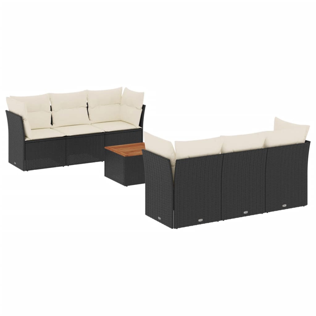 sofasæt til haven 7 dele med hynder polyrattan sort
