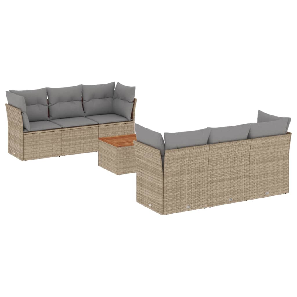 sofasæt til haven 7 dele med hynder polyrattan beige
