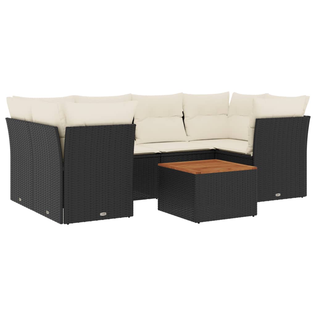 sofasæt til haven 7 dele med hynder polyrattan sort
