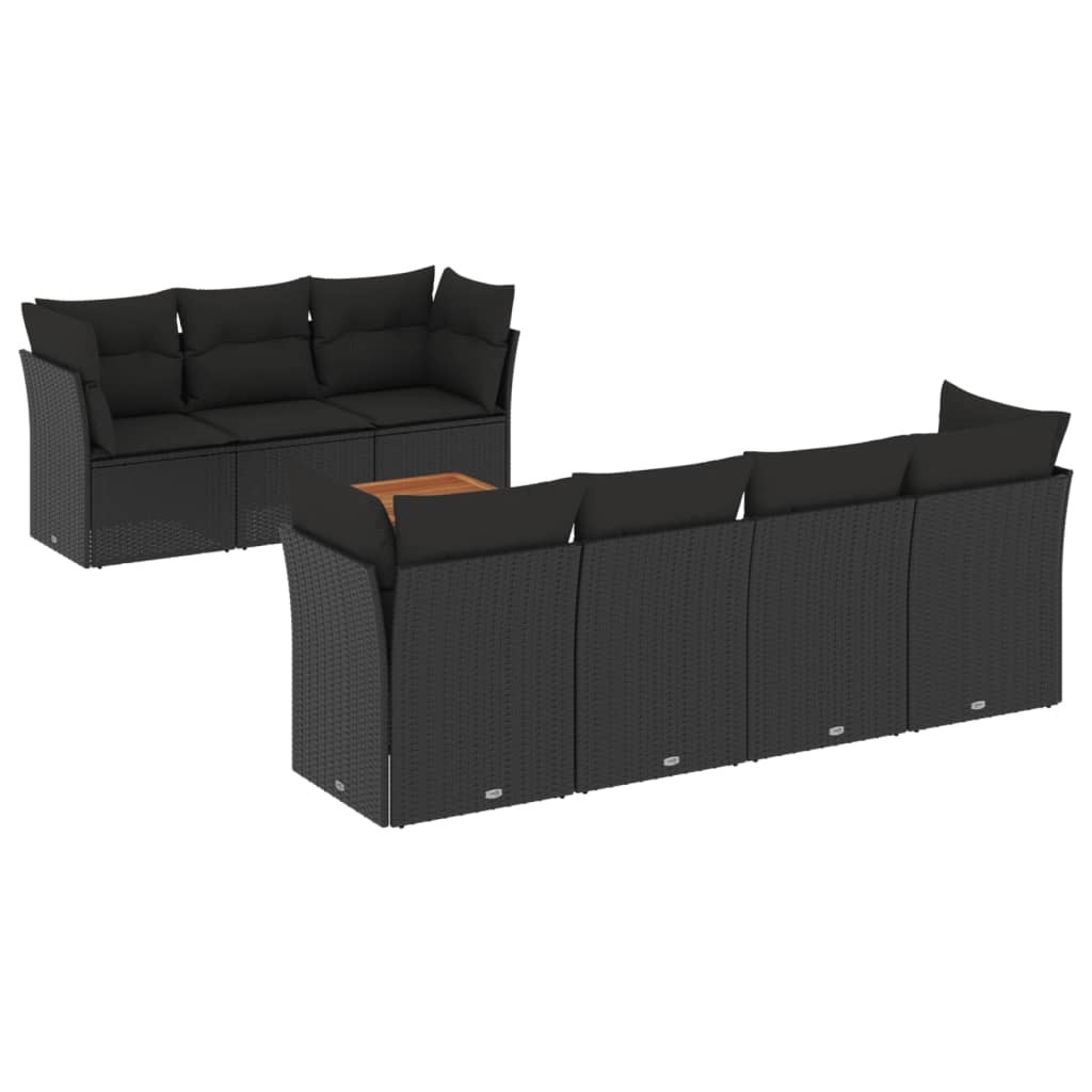 sofasæt til haven 8 dele med hynder polyrattan sort
