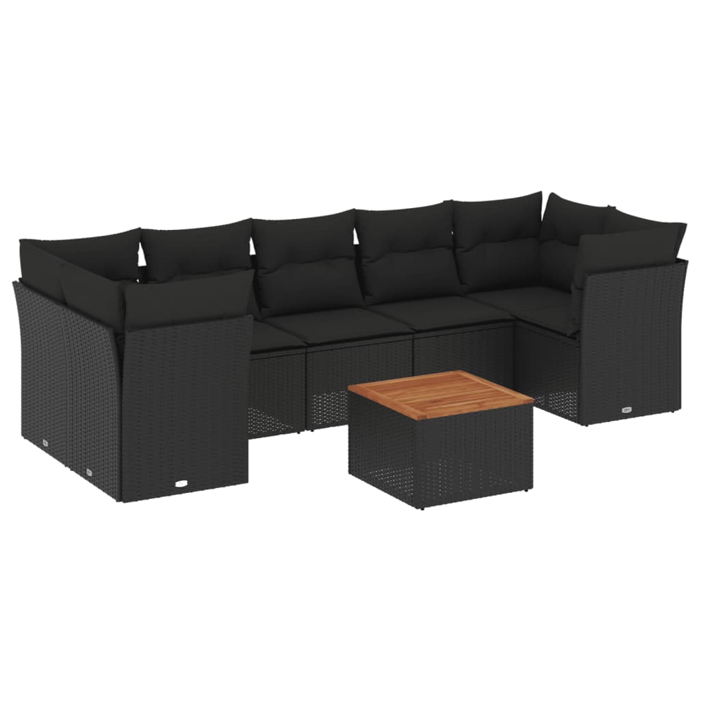 sofasæt til haven 8 dele med hynder polyrattan sort