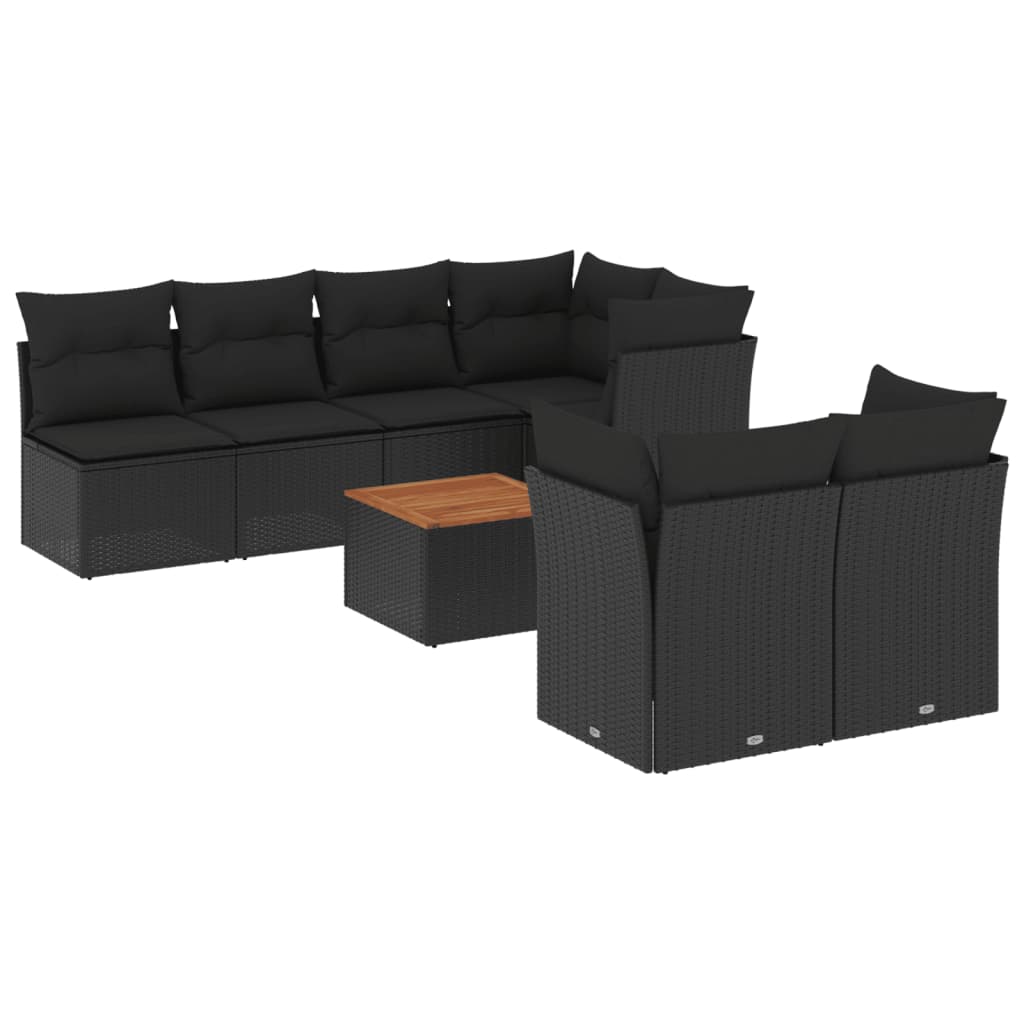 sofasæt til haven 8 dele med hynder polyrattan sort