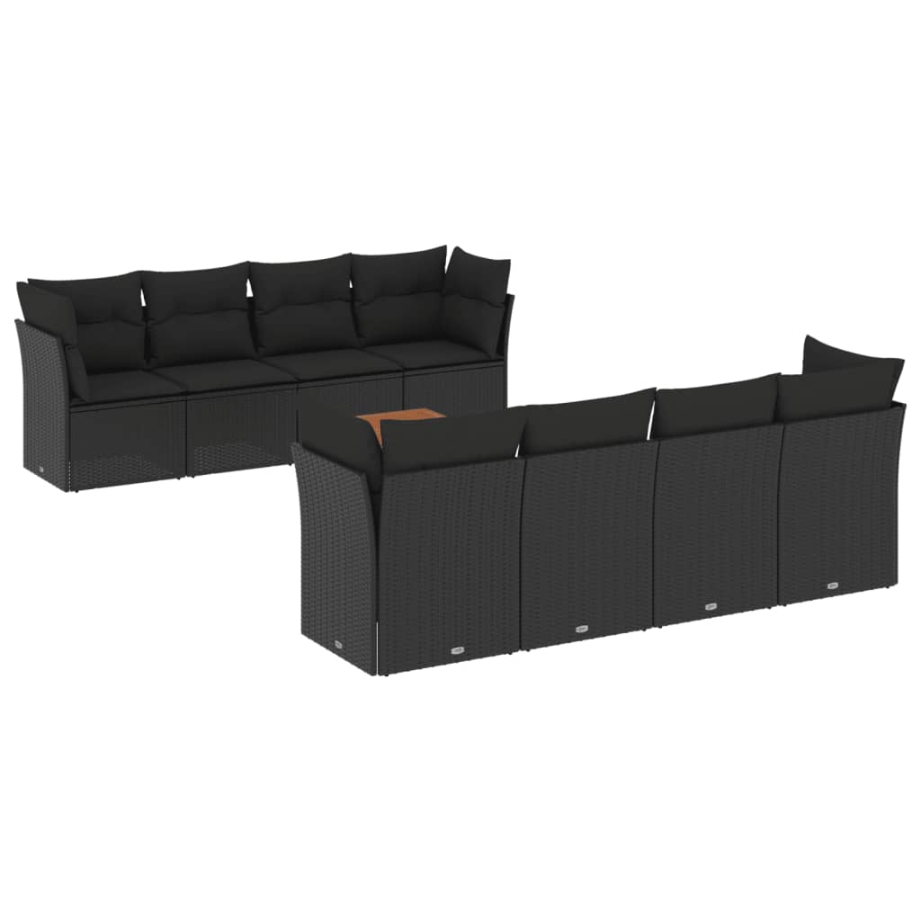 sofasæt til haven 9 dele med hynder polyrattan sort