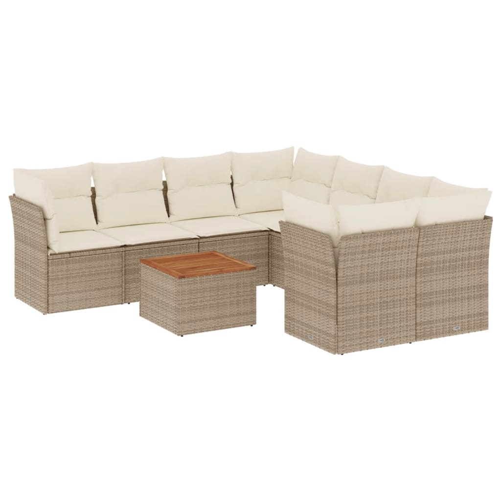 sofasæt til haven 9 dele med hynder polyrattan beige