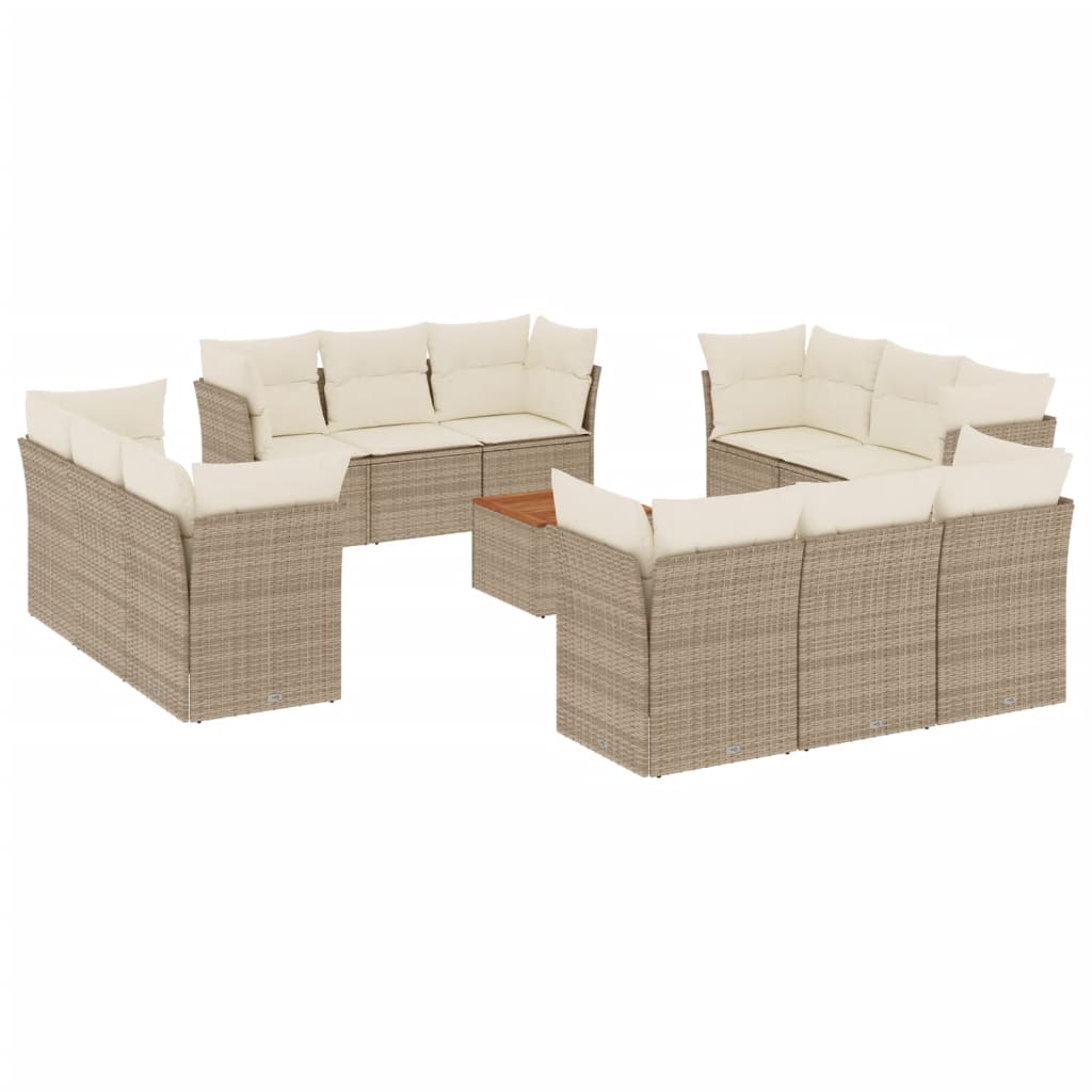 sofasæt til haven 13 dele med hynder polyrattan beige