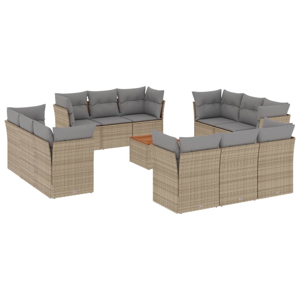 sofasæt til haven 13 dele med hynder polyrattan beige