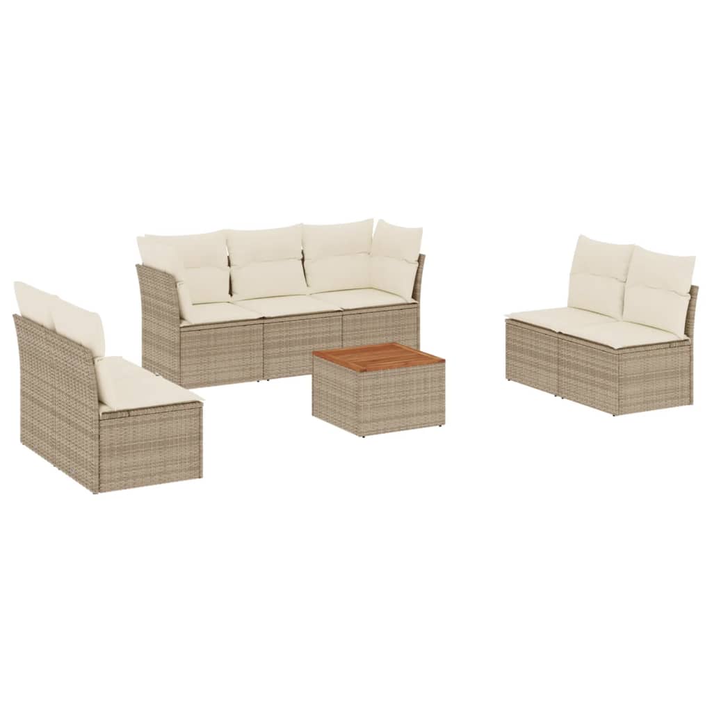 sofasæt til haven 8 dele med hynder polyrattan beige