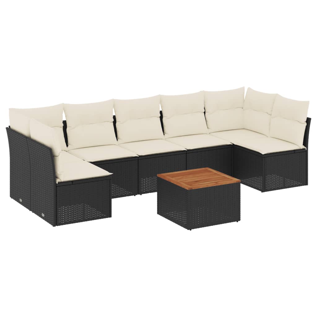 sofasæt til haven 8 dele med hynder polyrattan sort