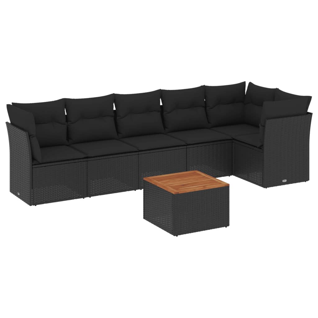 sofasæt til haven 7 dele med hynder polyrattan sort